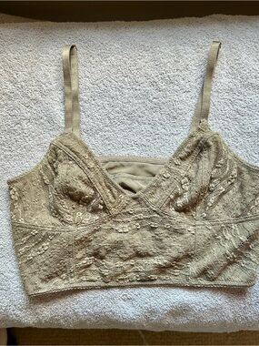 Free People Lace Bralette in Olive Tan